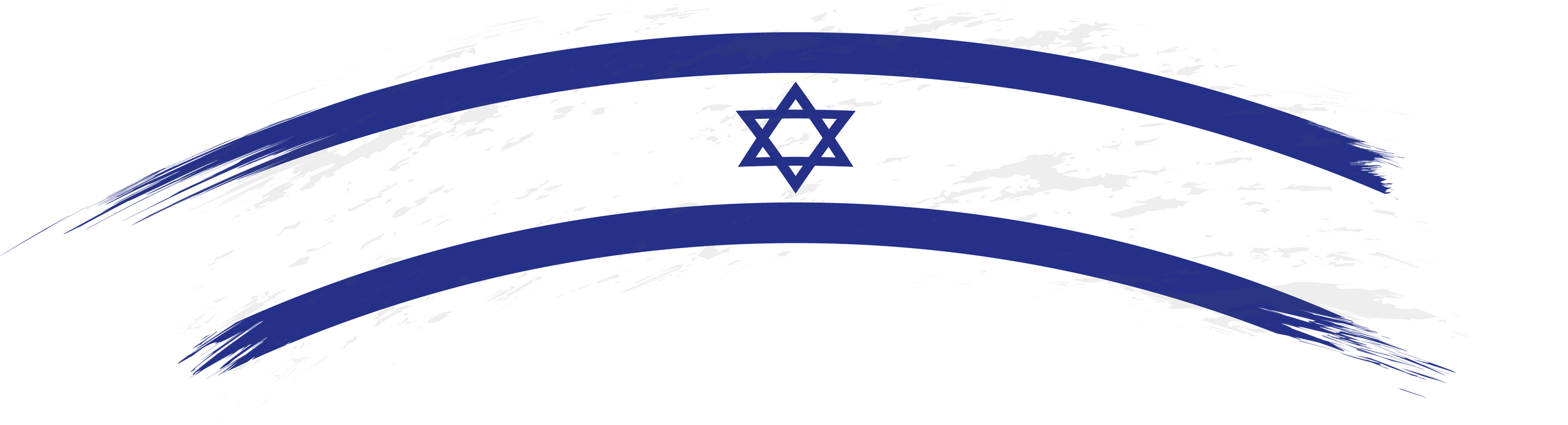 Flag of Israel in rounded grunge brush stroke.