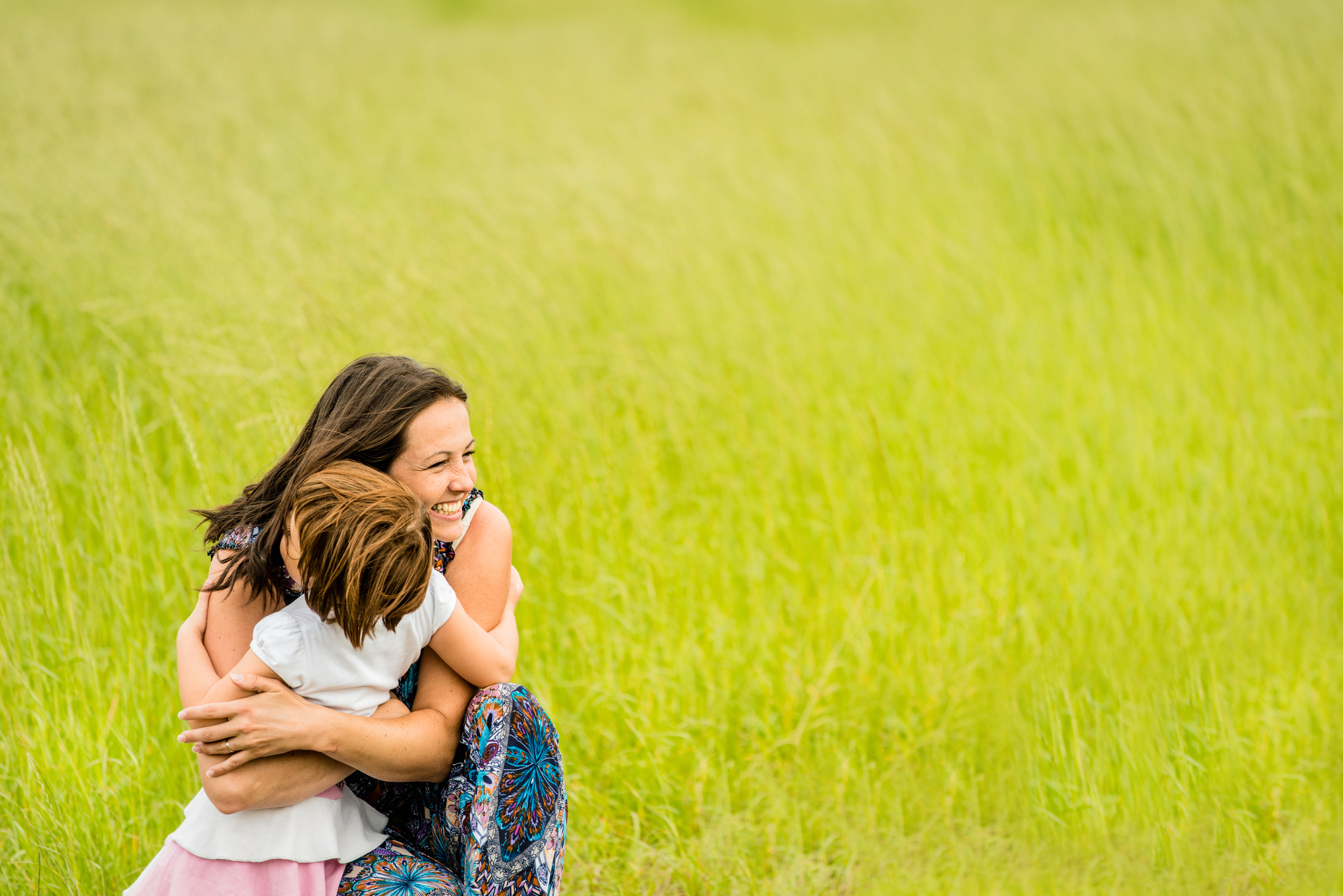 Mother and child embracing