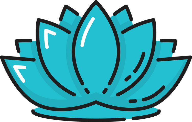 Blue lotus flower isolated water lily line icon