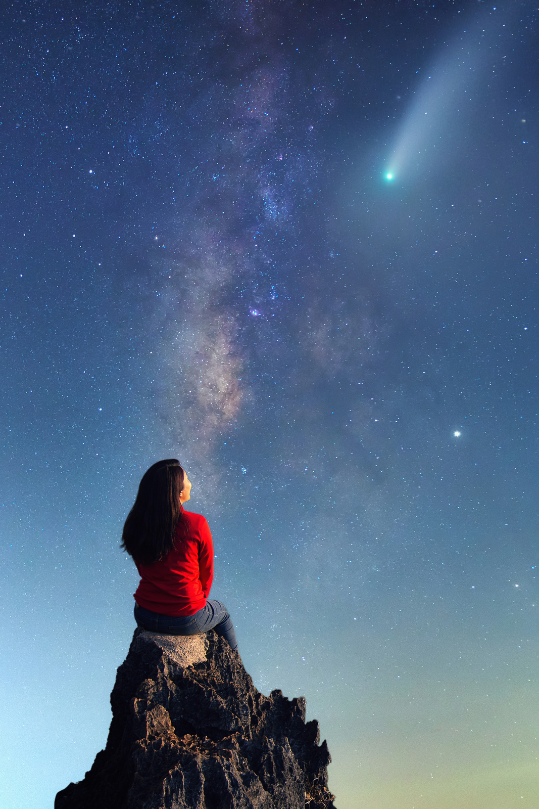 Milky Way and Young Woman