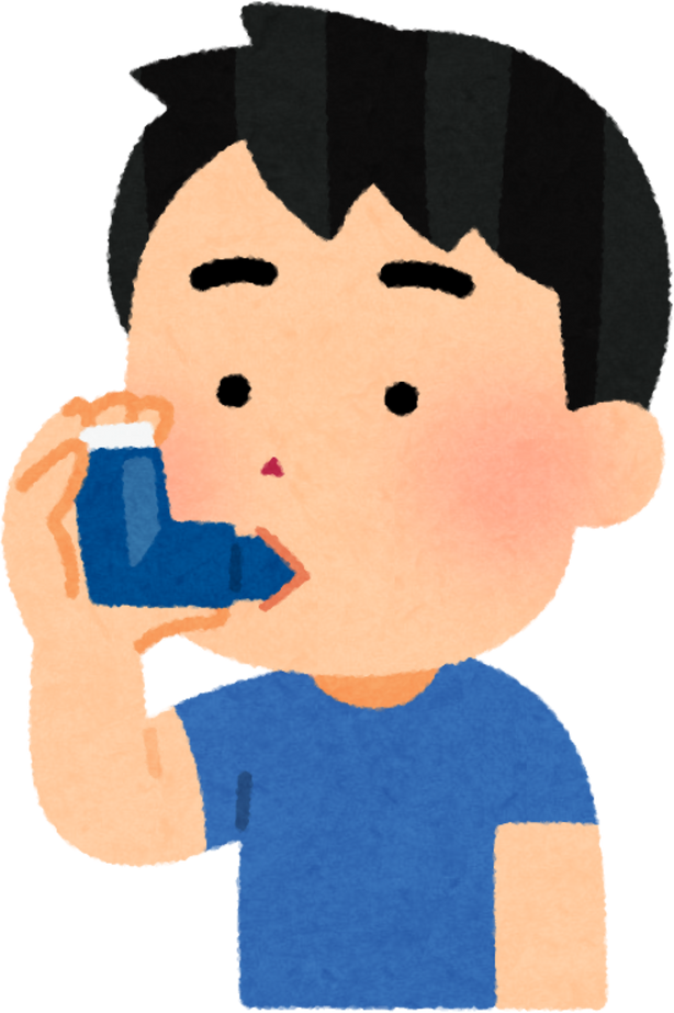 Illustration of a Boy Using an Inhaler