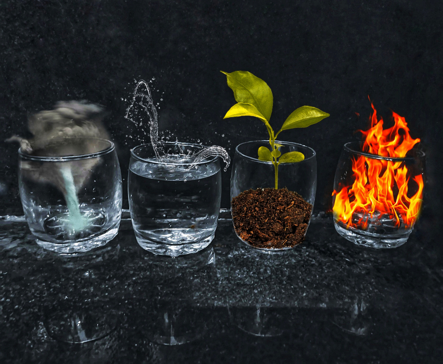 4 elements fire, earth,water,wind