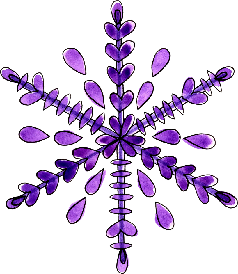 Watercolor Purple Snowflake