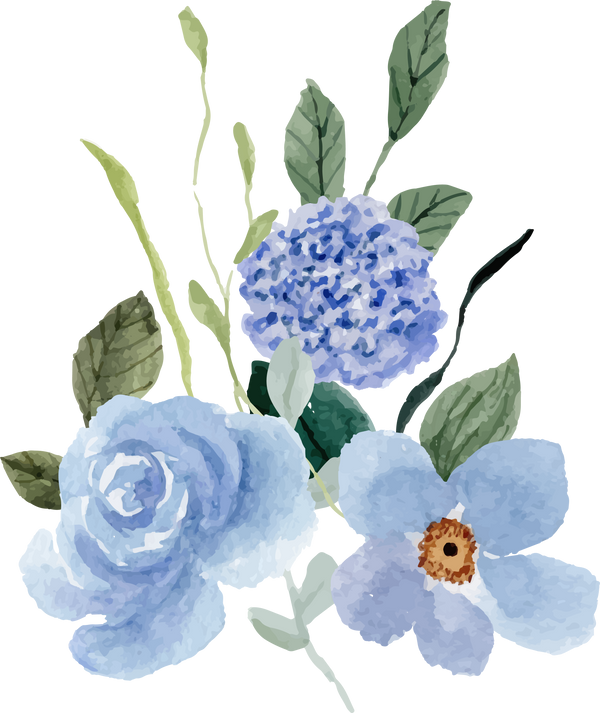 blue floral watercolor