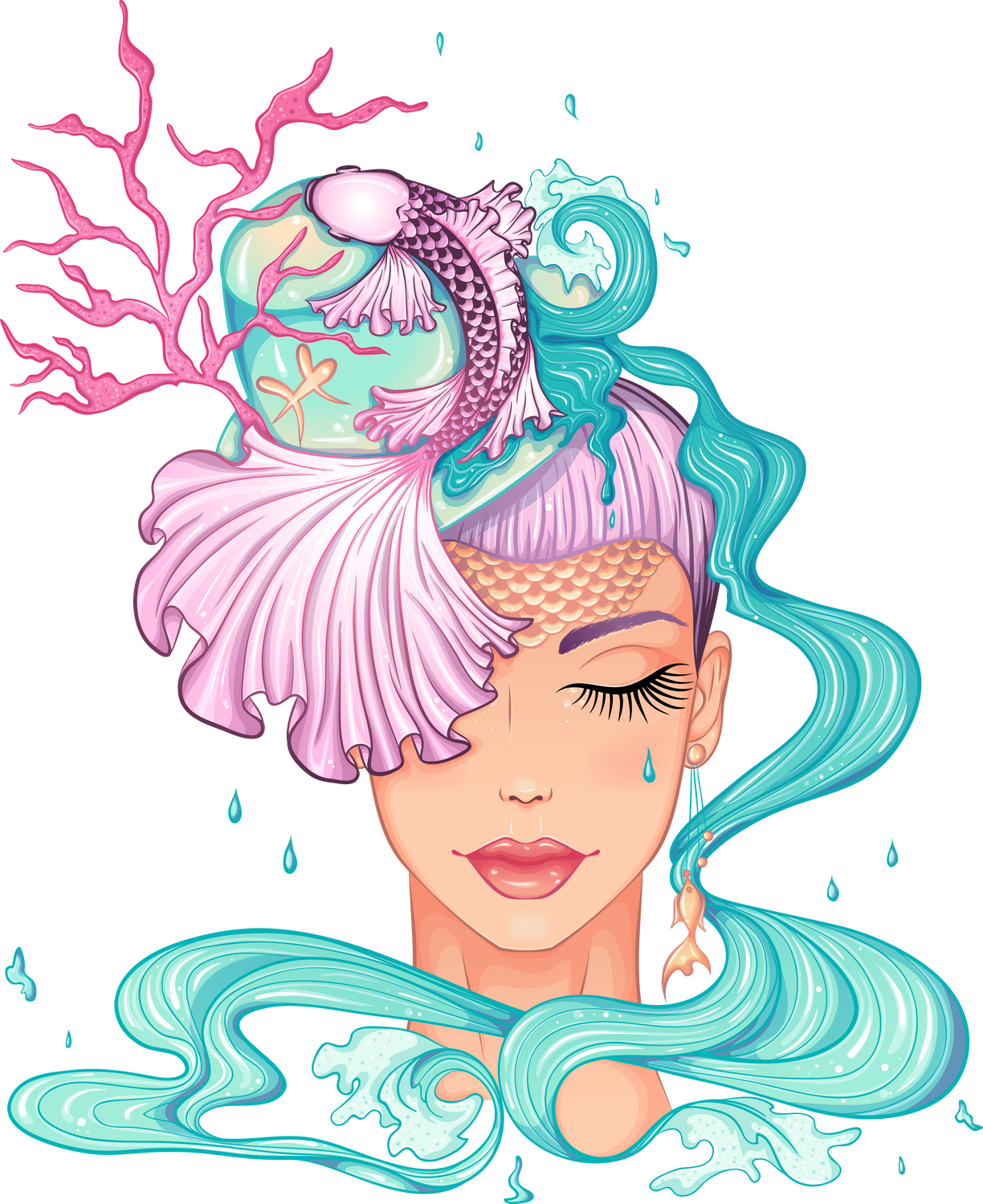 Pisces Woman Illustration