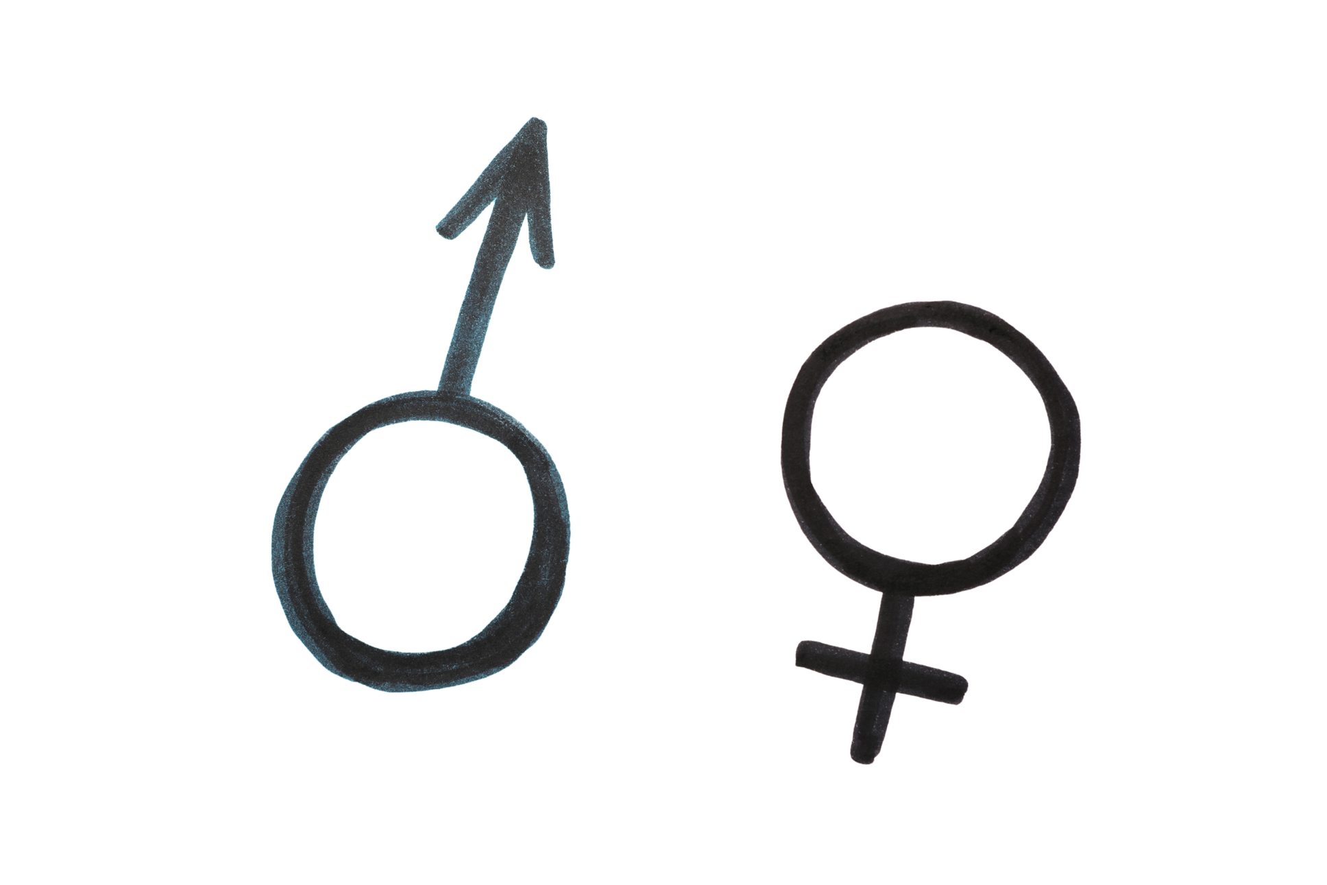 Male and Female Symbols on Two Tone Background