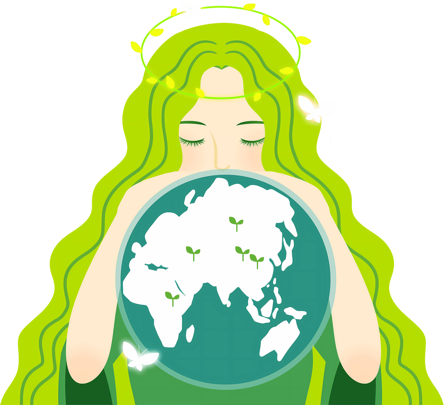 Mother Earth and Nature Hugging Globe