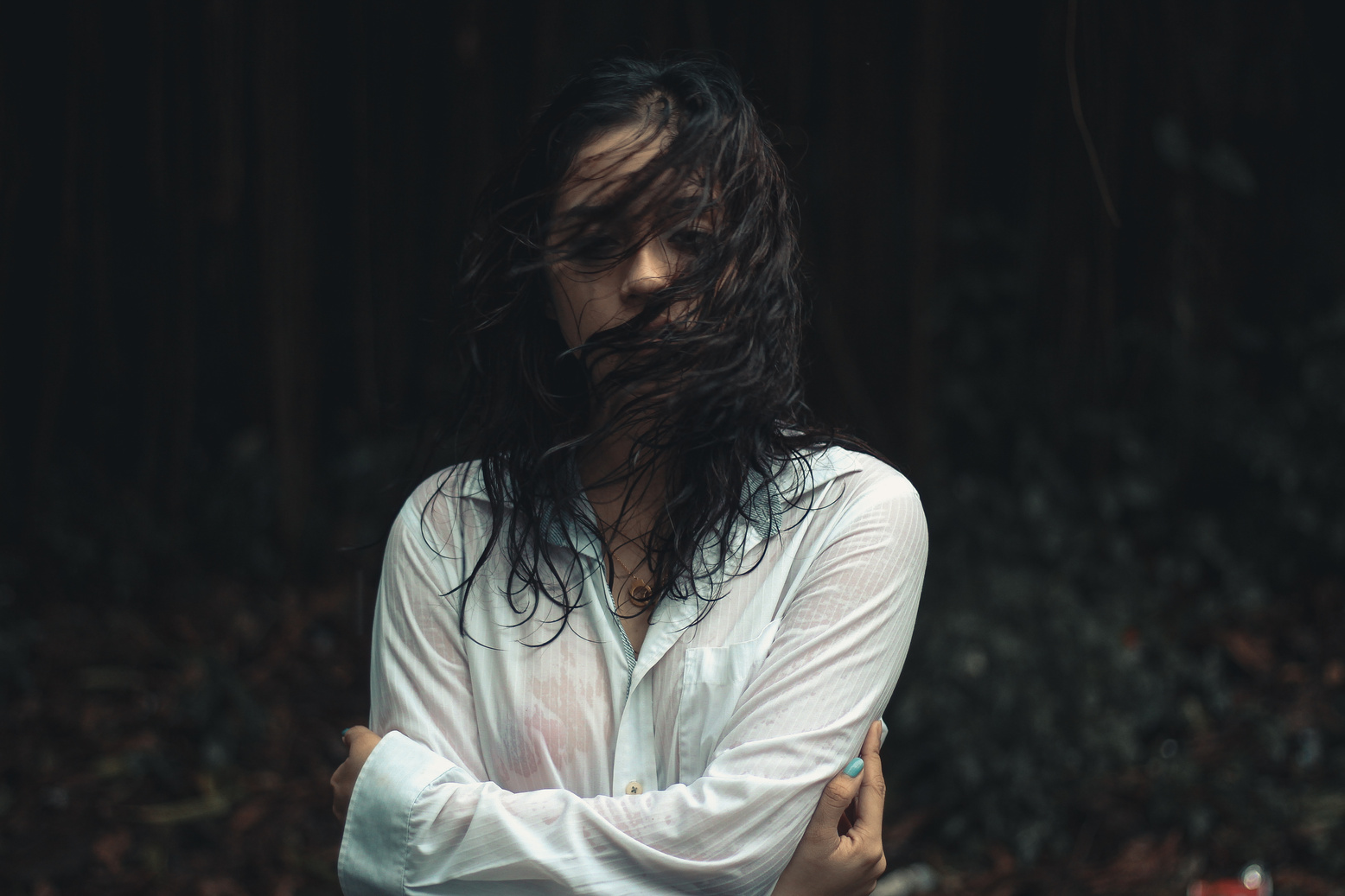 Woman Wearing White Dress Shirt Crossing Her Arms