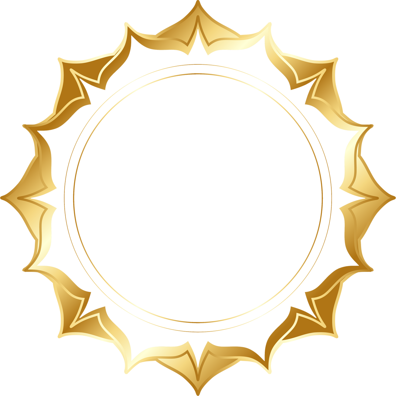 Gold Badge Circle Frame Isolated