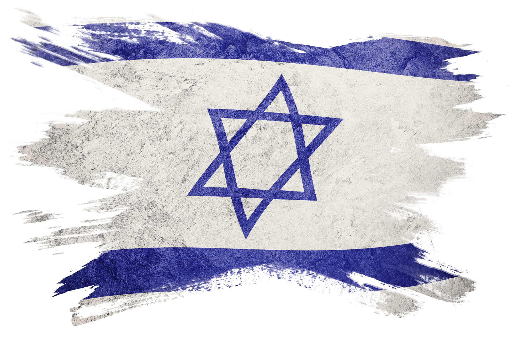 Grunge Israel flag. Israel flag with grunge texture. Brush stroke.