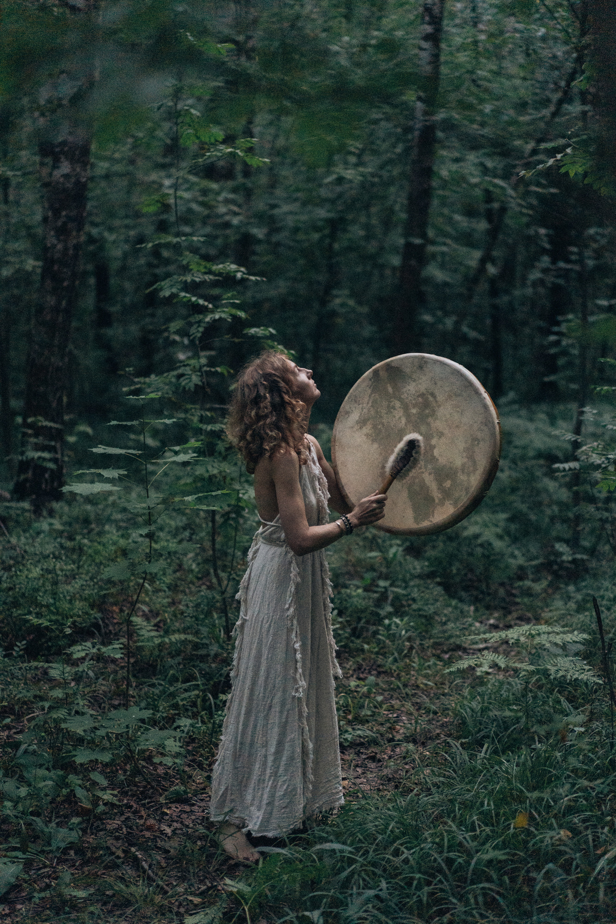 Woman Performing Ritual in the Forest