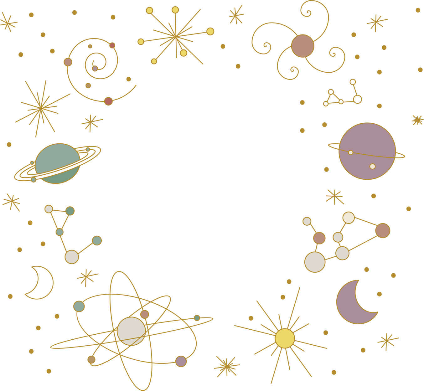 Universe in circle frame transparent background